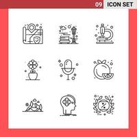 9 Icon Pack Line Style Outline Symbols on White Background Simple Signs for general designing Creative Black Icon vector background
