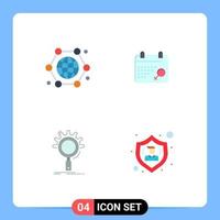 Group of 4 Flat Icons Signs and Symbols for communication search internet symbol process Editable Vector Design Elements