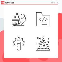 Collection of 4 Vector Icons in Line style Modern Outline Symbols for Web and Mobile Line Icon Sign Isolated on White Background 4 Icons Creative Black Icon vector background