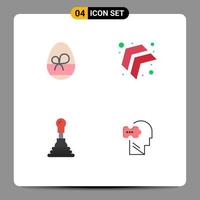 4 Flat Icon concept for Websites Mobile and Apps egg gearbox eat left mind Editable Vector Design Elements