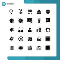 Set of 25 Vector Solid Glyphs on Grid for success efforts rank chart arrow Editable Vector Design Elements