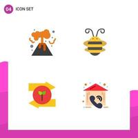 4 Flat Icon concept for Websites Mobile and Apps energy left bee insect ladybird green eco Editable Vector Design Elements