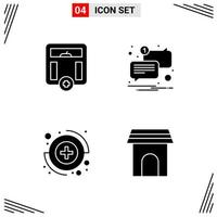 4 Icons Solid Style Grid Based Creative Glyph Symbols for Website Design Simple Solid Icon Signs Isolated on White Background 4 Icon Set Creative Black Icon vector background