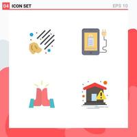 Pack of 4 Modern Flat Icons Signs and Symbols for Web Print Media such as meteor friends mobile plug home Editable Vector Design Elements