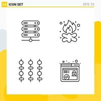 Collection of 4 Universal Line Icons Icon Set for Web and Mobile Creative Black Icon vector background