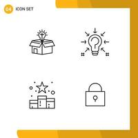 Set of 4 Modern UI Icons Symbols Signs for box suggestion solution question position Editable Vector Design Elements