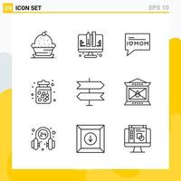 colección de 9 iconos de línea universal conjunto de iconos para web y móvil fondo de vector de icono negro creativo