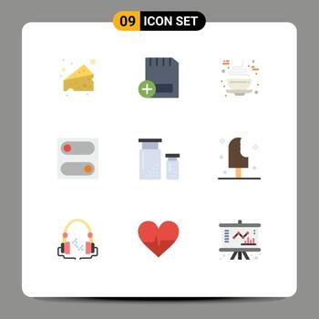 grupo de 9 signos y símbolos de colores planos para la codificación de diseño preferencias de alternancia de chocolate elementos de diseño vectorial editables vector