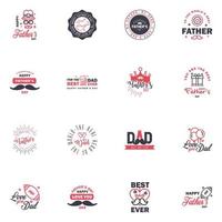 HAPPY FATHERS DAY 16 Black and Pink HOLIDAY HAND LETTERING VECTOR HAND LETTERING GREETING TYPOGRAPHY Editable Vector Design Elements