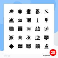 Group of 25 Modern Solid Glyphs Set for go seo energy search fast Editable Vector Design Elements