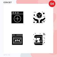 Set of 4 Modern UI Icons Symbols Signs for app http error delivery package coffee Editable Vector Design Elements