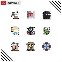 conjunto de 9 iconos modernos de la interfaz de usuario signos de símbolos para el buscador de ubicación educación spa elementos de diseño vectorial editables a mano vector