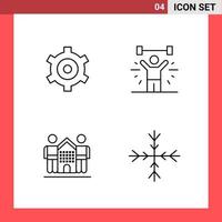 4 Icon Pack Line Style Outline Symbols on White Background Simple Signs for general designing Creative Black Icon vector background