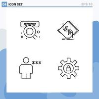 Group of 4 Modern Filledline Flat Colors Set for commerce avatar web circuit body Editable Vector Design Elements