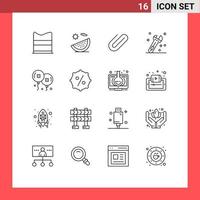 Stock Vector Icon Pack of 16 Line Signs and Symbols for birthday wrench vacation tool add Editable Vector Design Elements