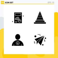 Pack of 4 Modern Solid Glyphs Signs and Symbols for Web Print Media such as business next graph signaling business Editable Vector Design Elements