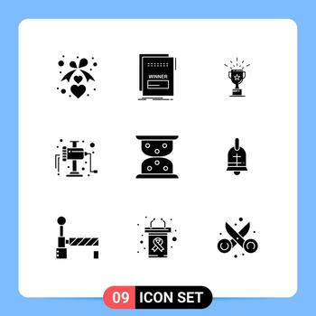 Set of 9 Commercial Solid Glyphs pack for loading meat script manual trophy Editable Vector Design Elements