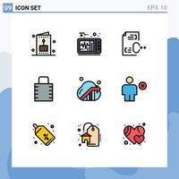 Group of 9 Filledline Flat Colors Signs and Symbols for cloud security coding protect key Editable Vector Design Elements