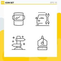 Collection of 4 Universal Line Icons Icon Set for Web and Mobile Creative Black Icon vector background