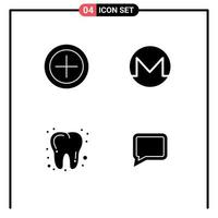 Stock Vector Icon Pack of 4 Line Signs and Symbols for finance tooth monero crypto currency comment Editable Vector Design Elements