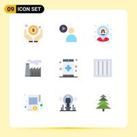 Set of 9 Modern UI Icons Symbols Signs for app production gps pollution navigation Editable Vector Design Elements