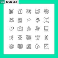 Line Pack of 25 Universal Symbols of badge transfer computer security file Editable Vector Design Elements