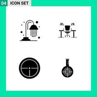 Pack of 4 Solid Style Icon Set Glyph Symbols for print Creative Signs Isolated on White Background 4 Icon Set Creative Black Icon vector background