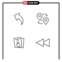 4 Thematic Vector Filledline Flat Colors and Editable Symbols of arrow card arrows pointer pass Editable Vector Design Elements