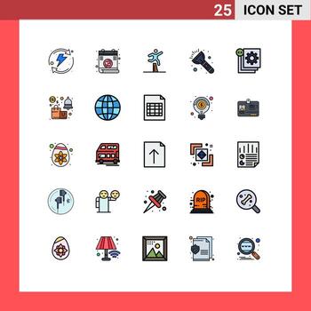 paquete de iconos vectoriales de stock de 25 signos y símbolos de línea para el proceso de desarrollo de corredores que codifican elementos de diseño vectorial editables ligeros vector