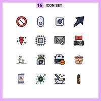 Universal Icon Symbols Group of 16 Modern Flat Color Filled Lines of computers full photo down u Editable Creative Vector Design Elements