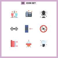 Modern Set of 9 Flat Colors Pictograph of data weight telegram gym dumbbell Editable Vector Design Elements