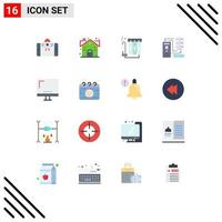 Pack of 16 creative Flat Colors of computer electronic filter database combination Editable Pack of Creative Vector Design Elements