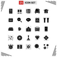 25 Icons Solid Style Grid Based Creative Glyph Symbols for Website Design Simple Solid Icon Signs Isolated on White Background 25 Icon Set Creative Black Icon vector background