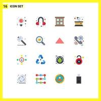 16 iconos creativos, signos y símbolos modernos de diseño, ventana de mano, sierra parabólica, paquete editable de elementos de diseño de vectores creativos