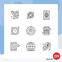 9 Universal Outlines Set for Web and Mobile Applications data analysis cell time optimization optimization Editable Vector Design Elements