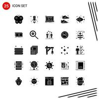 Collection of 25 Vector Icons in solid style Pixle Perfect Glyph Symbols for Web and Mobile Solid Icon Signs on White Background 25 Icons Creative Black Icon vector background