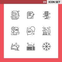 Stock Vector Icon Pack of 9 Line Signs and Symbols for mind brain layout streets map Editable Vector Design Elements
