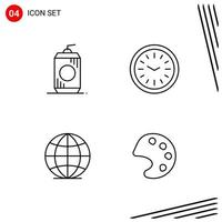 Collection of 4 Vector Icons in Line style Pixle Perfect Outline Symbols for Web and Mobile Line Icon Signs on White Background 4 Icons Creative Black Icon vector background