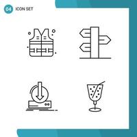 Vector Pack of 4 Outline Symbols Line Style Icon Set on White Background for Web and Mobile Creative Black Icon vector background