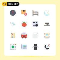 conjunto de 16 iconos de ui modernos símbolos signos para píldora espacio cama tiempo noche paquete editable de elementos creativos de diseño de vectores