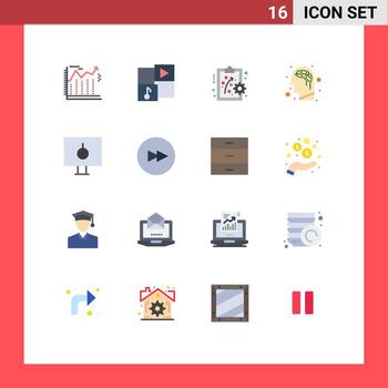 Set of 16 Modern UI Icons Symbols Signs for pc locked performance management lock brain Editable Pack of Creative Vector Design Elements