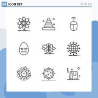 Universal Icon Symbols Group of 9 Modern Outlines of algorithm easter road decoration computer Editable Vector Design Elements