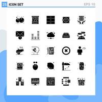 Set of 25 Modern UI Icons Symbols Signs for kitchen pin marketing rolling furniture Editable Vector Design Elements