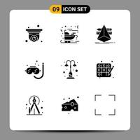 paquete de iconos vectoriales de stock de 9 signos y símbolos de línea para el diseño ligero de verano elementos de diseño vectorial editables vector