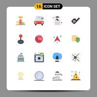 16 User Interface Flat Color Pack of modern Signs and Symbols of tape measure minus menu hand Editable Pack of Creative Vector Design Elements
