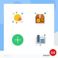 Pack of 4 Modern Flat Icons Signs and Symbols for Web Print Media such as astronomy media space package multimedia Editable Vector Design Elements