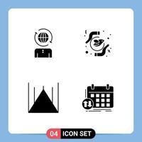 Mobile Interface Solid Glyph Set of 4 Pictograms of business islamabad modern freedom pakistan Editable Vector Design Elements