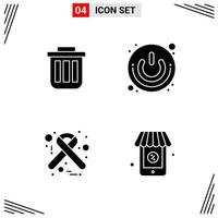 4 Icons Solid Style Grid Based Creative Glyph Symbols for Website Design Simple Solid Icon Signs Isolated on White Background 4 Icon Set vector