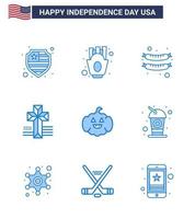 Editable Vector Line Pack of USA Day 9 Simple Blues of cola usa frankfurter american church Editable USA Day Vector Design Elements