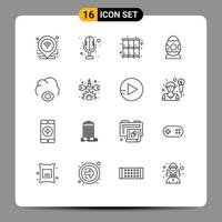 16 iconos creativos signos y símbolos modernos de dios nube casillero huevo pascua elementos de diseño vectorial editables vector